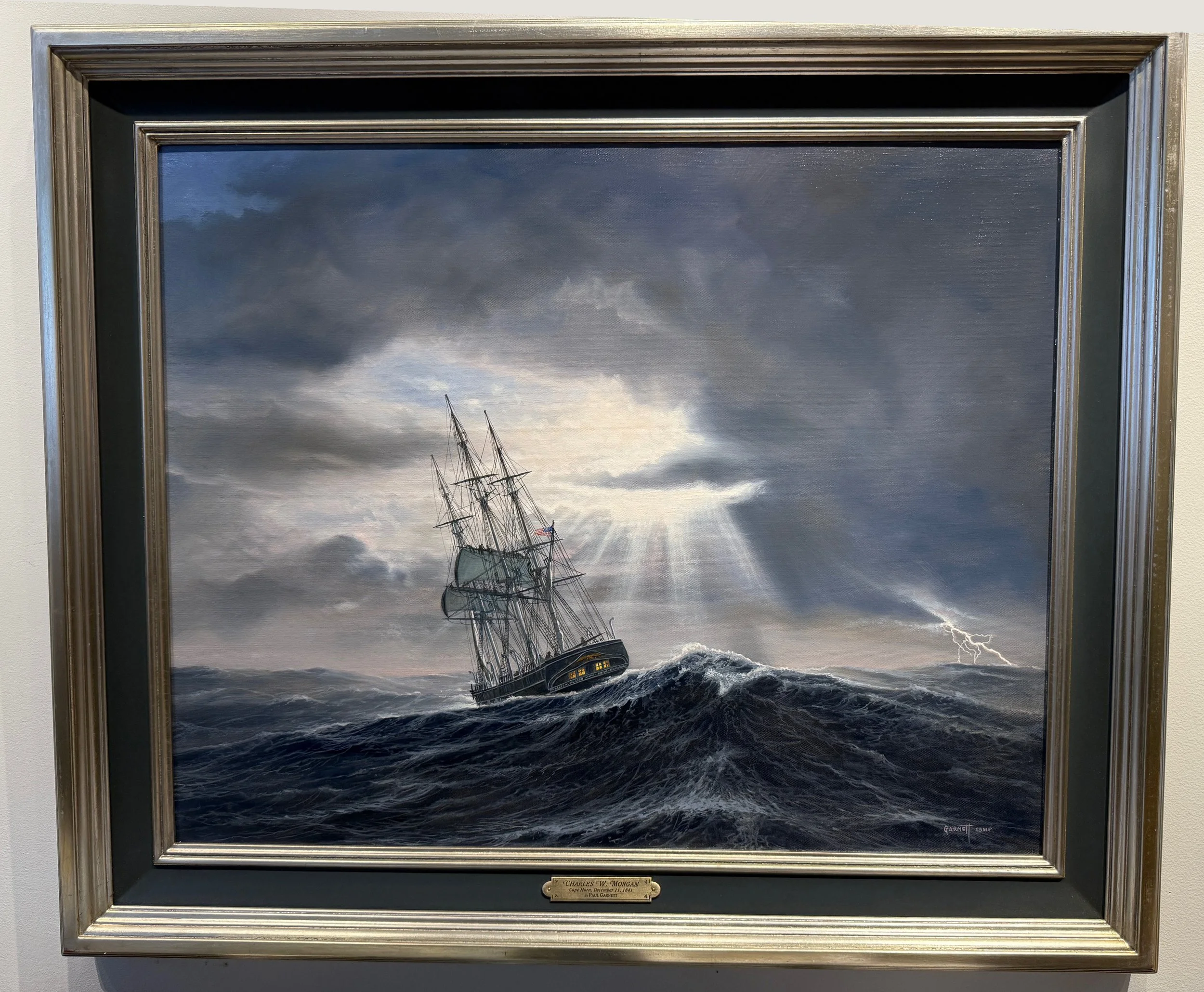 MORGAN【船場】油彩画 MORGAN Antique Oil Painting on Board of Boats in Harbor and